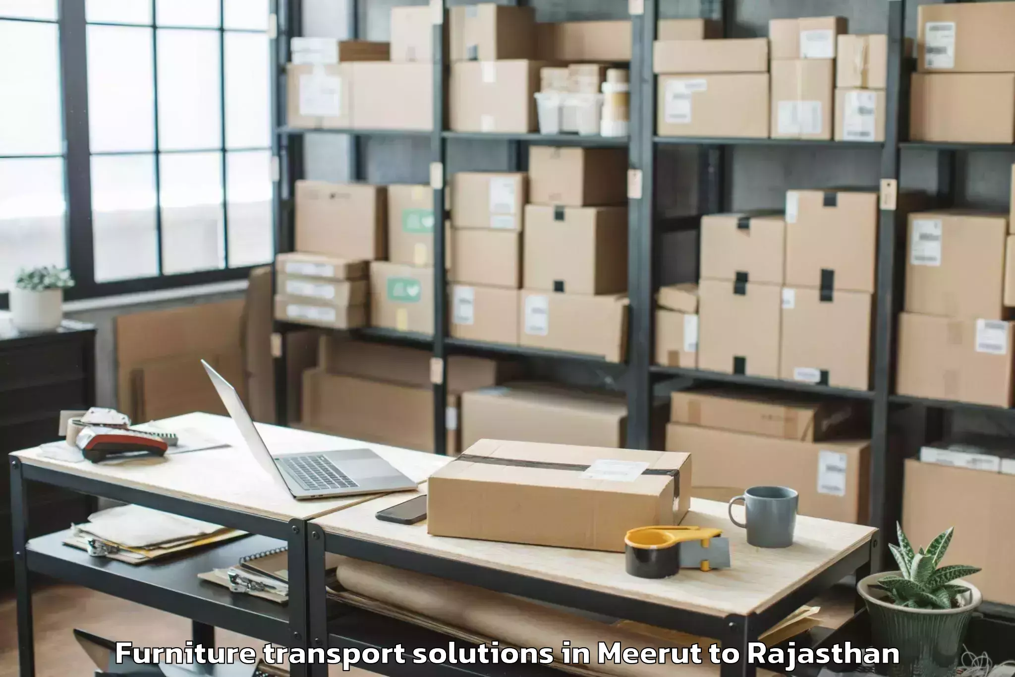 Book Meerut to Jalor Furniture Transport Solutions Online